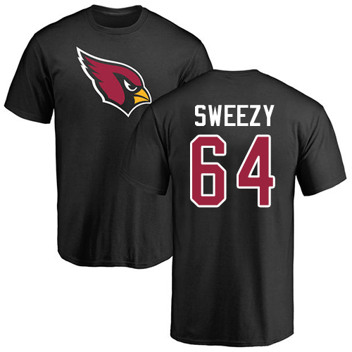 Arizona Cardinals Men Black J.R. Sweezy Name And Number Logo NFL Football #64 T Shirt